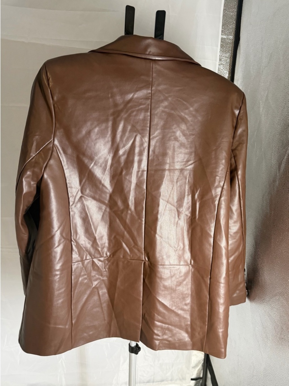 TUBA Turkish Brown Lined Leather Designer Blazer Jacket made in Turkey Sz Lg NWT - Picture 4 of 9